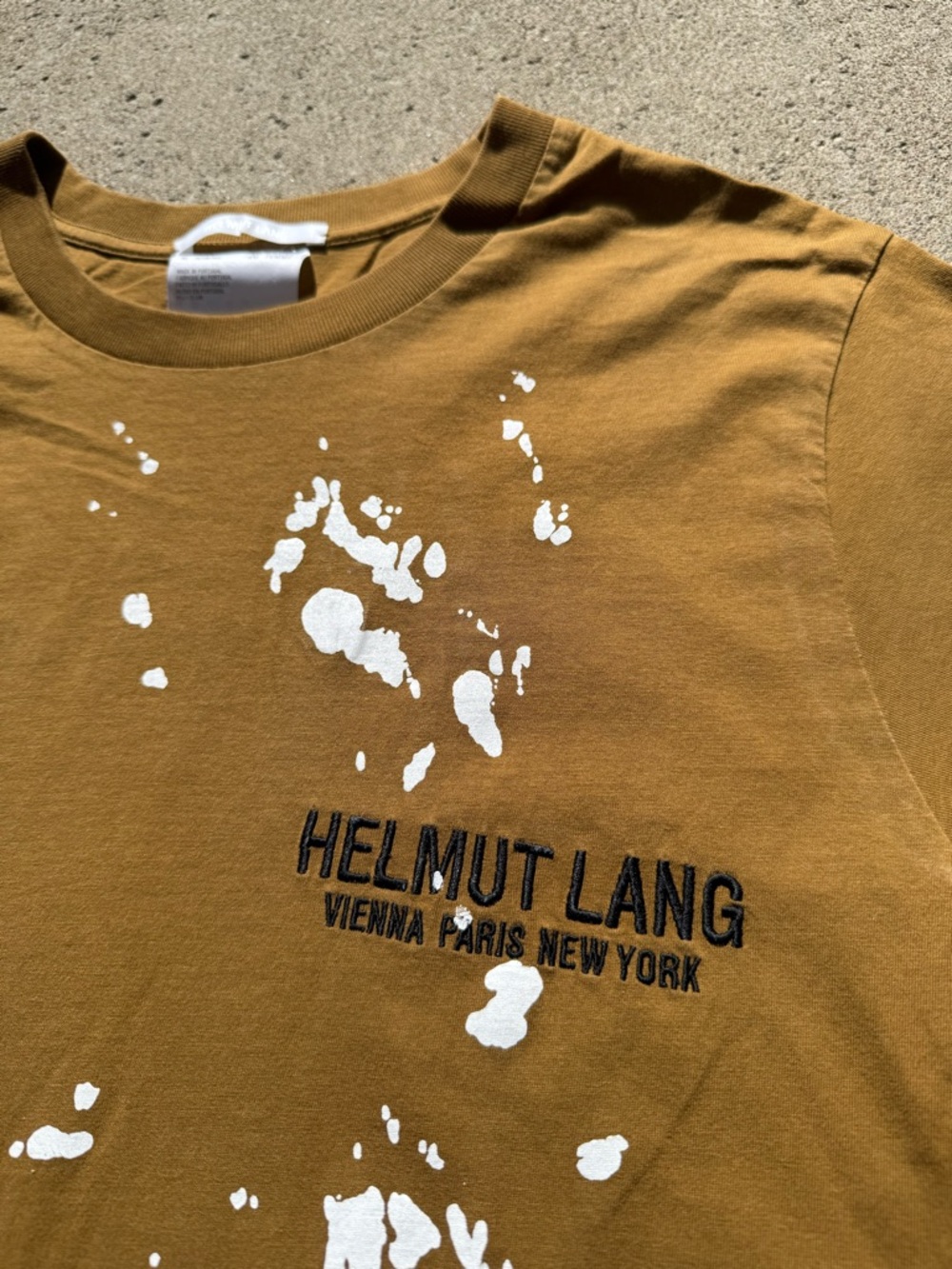 Helmut Lang Brown Tee with White and Green Paint Accents - Picture 2 of 5